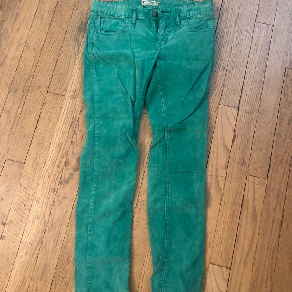 Free People corduroy green skinny pants size 27